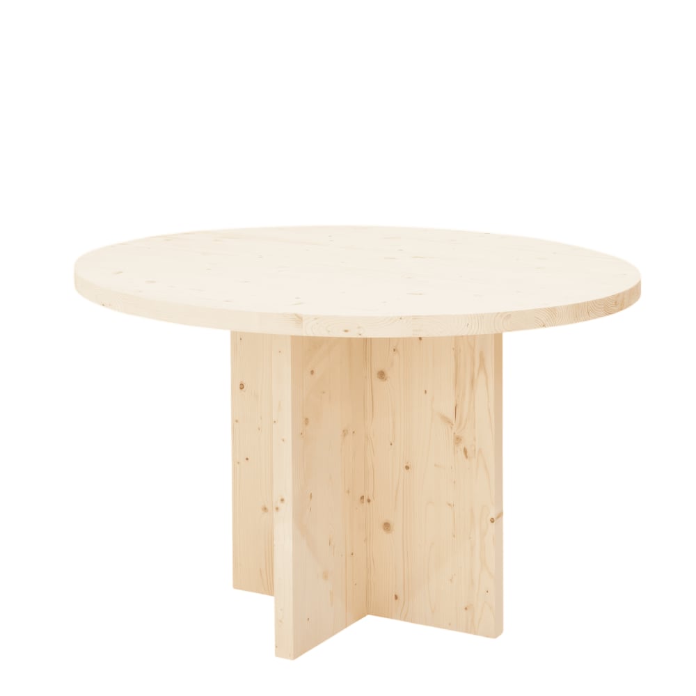 Table à manger ronde en bois de sapin naturelle de Ø110x75cm