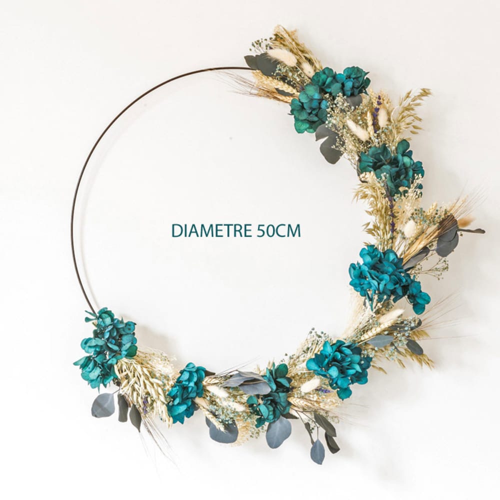 Couronne murale de fleurs séchées Holly Diamètre 50 cm.