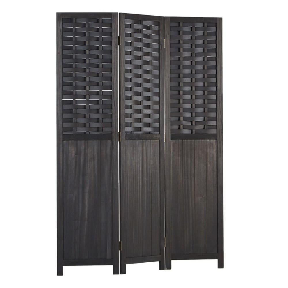 Paravent 3 pans- Bois - rotin