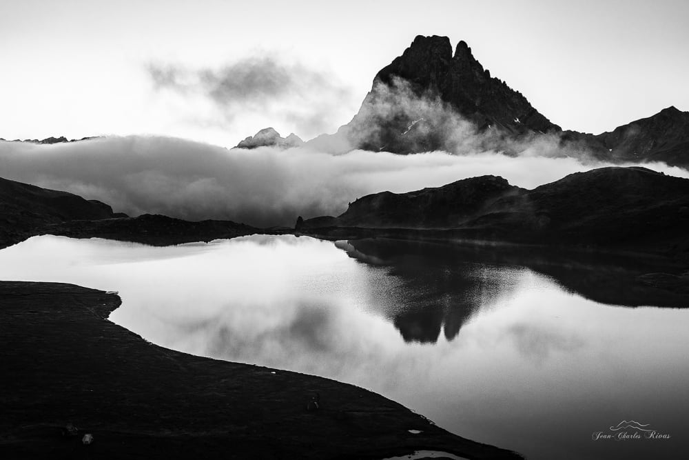 Quadro in bianco e nero pic du midi d'ossau stampa su tela 90x60cm - Modello Contemporaneo - Nero - PES - Poliestere