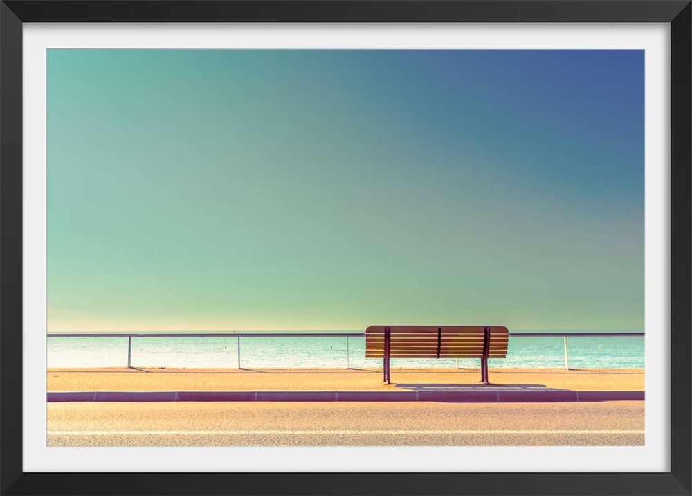 Póster paisaje escapada al mar con marco negro 60x40cm