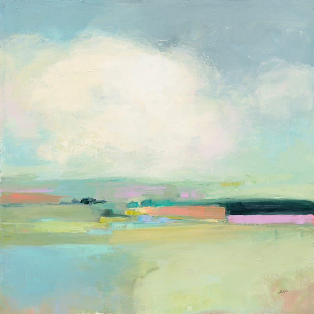 Cuadro abstracto horizonte colorido impresión sobre lienzo 50x50cm