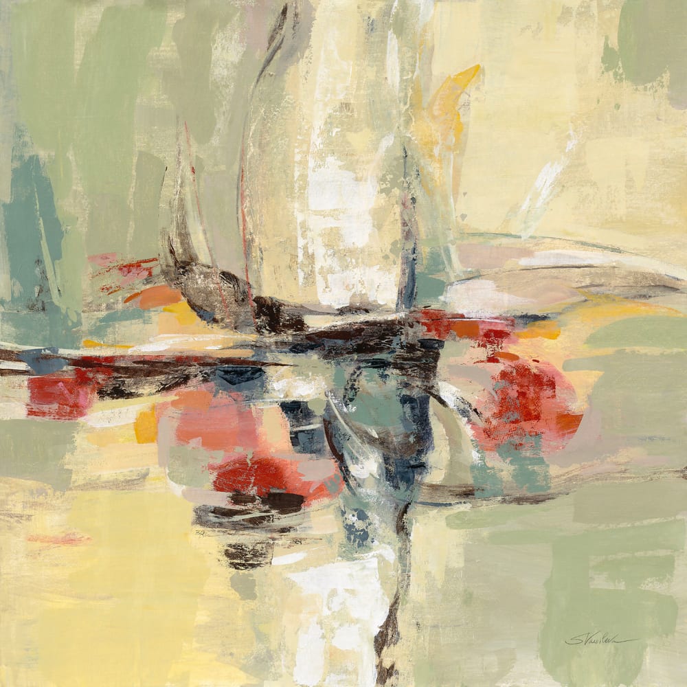 Tableau abstrait ambiance des îles imprimé sur toile 50x50 cm