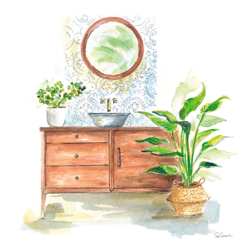 Cuadro decorativo de baño de verdor impresión sobre lienzo 50x50cm