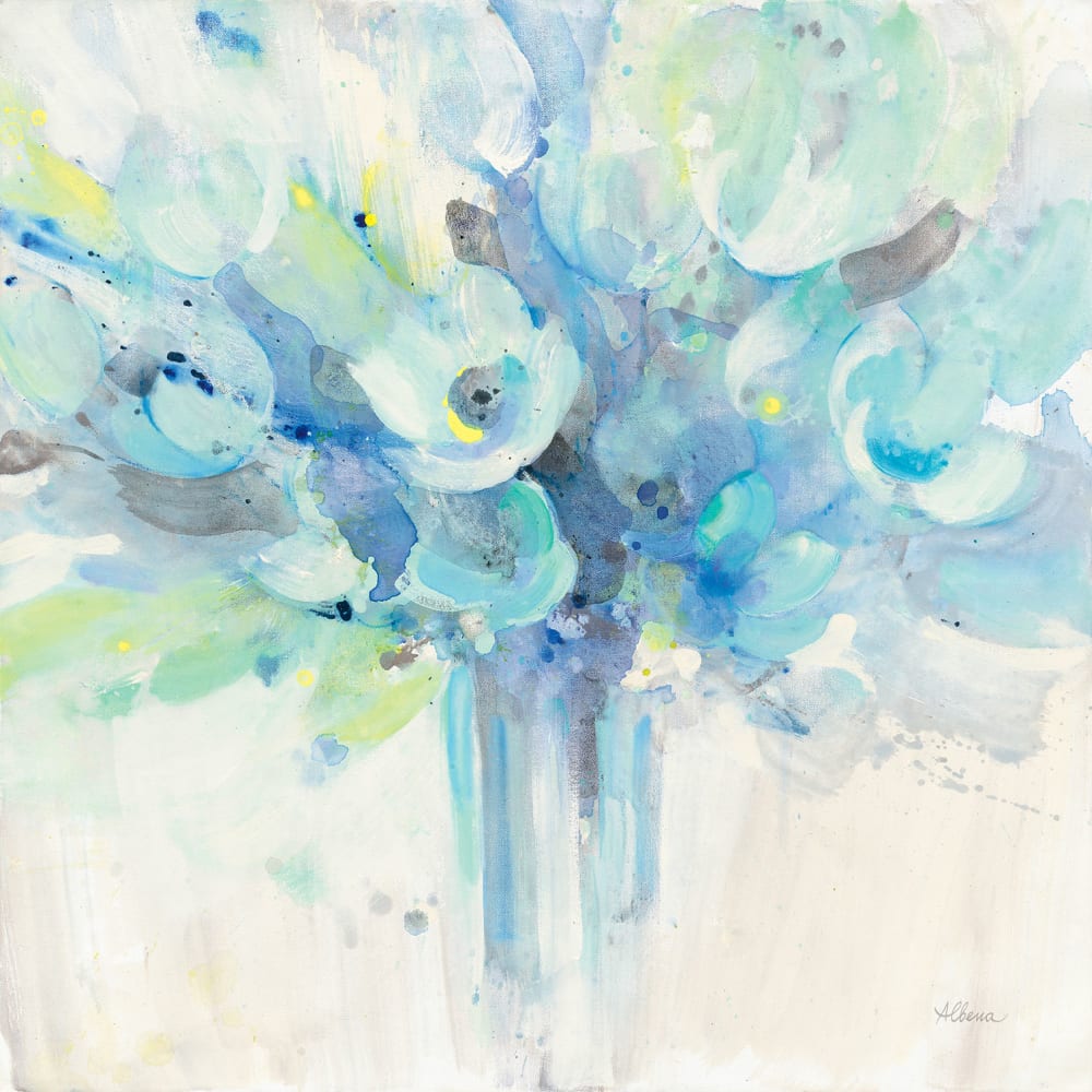 Decoración de pared flores ramo azul impresión sobre lienzo 50x50cm