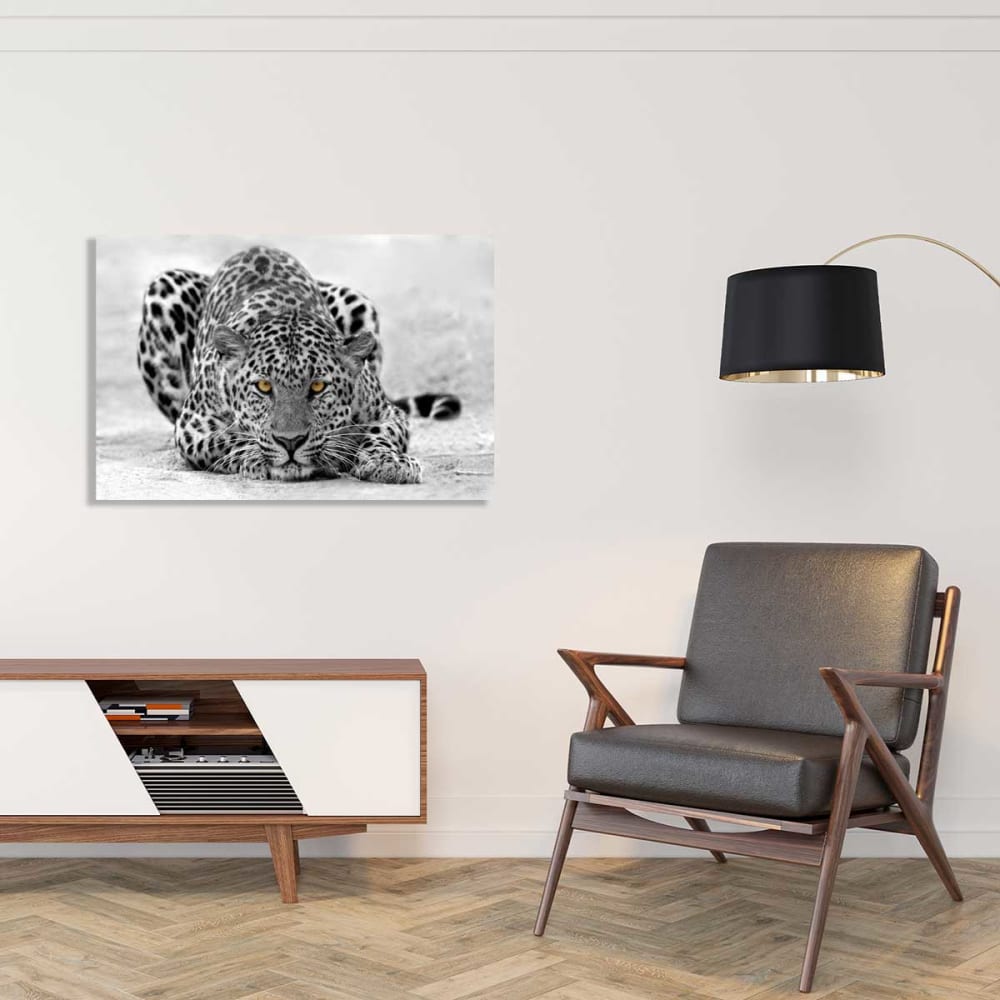 Quadro leopardata in bianco e nero stampa su tela 90x60cm - Hexoa