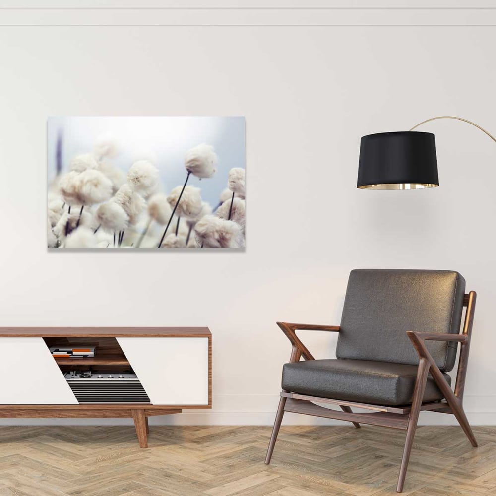 Pintar flores de algodón al viento impresión sobre lienzo 90x60cm - Maisons du Monde