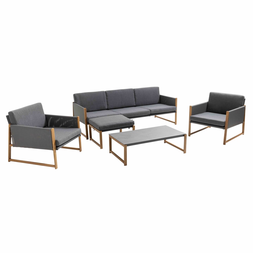 Salon de jardin 5 places en aluminium gris