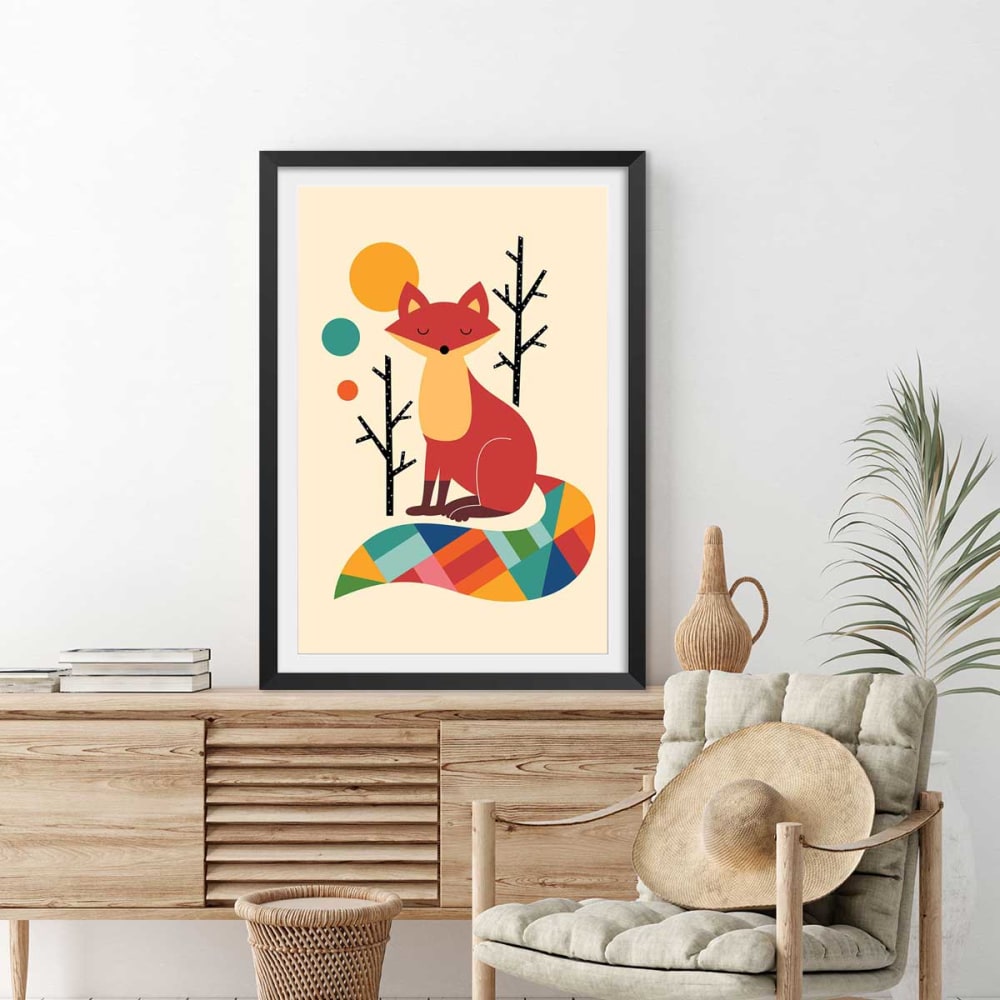 Póster de niño zorro arcoíris con marco negro 40x60cm - Maisons du Monde
