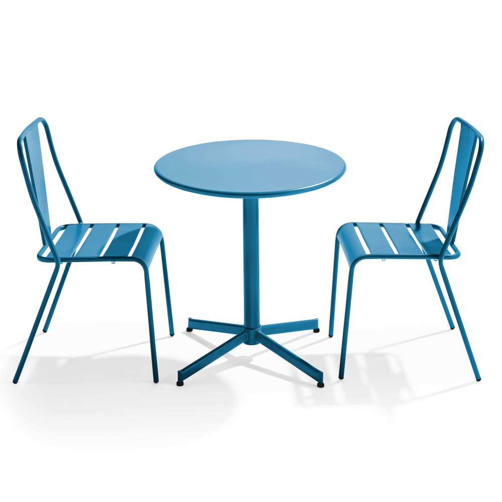Ensemble table ronde et 2 chaises de jardin bistrot en métal pacific