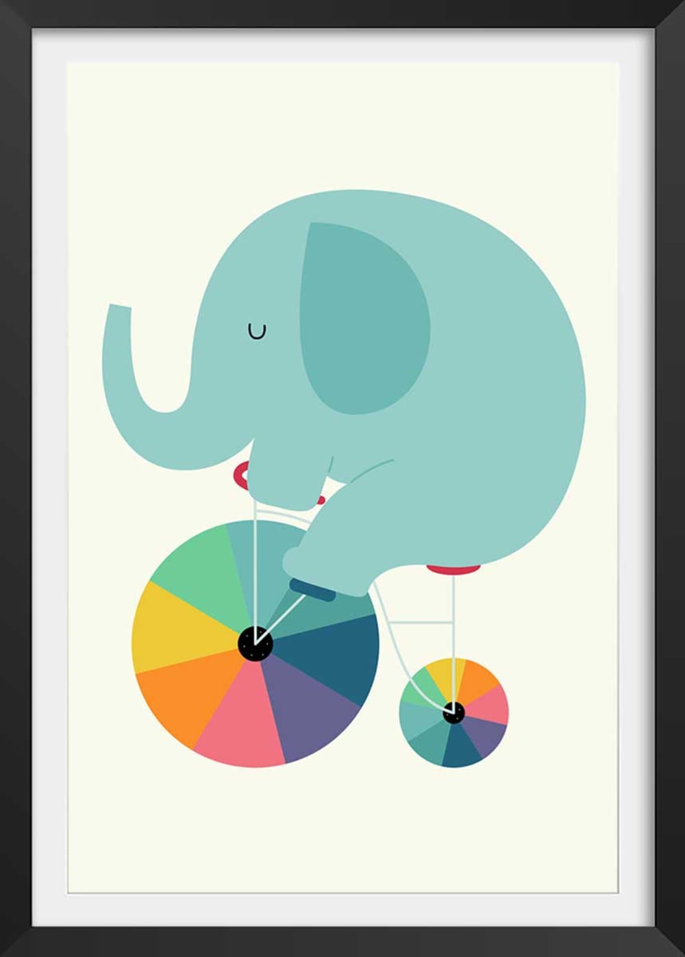 Póster de círculo de elefante con marco negro 30x45cm