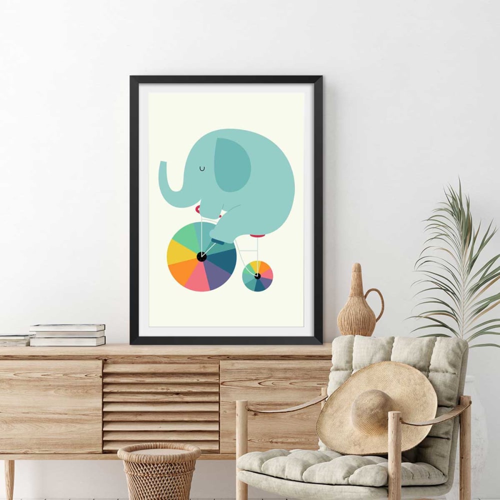 Póster de círculo de elefante con marco negro 30x45cm - Maisons du Monde
