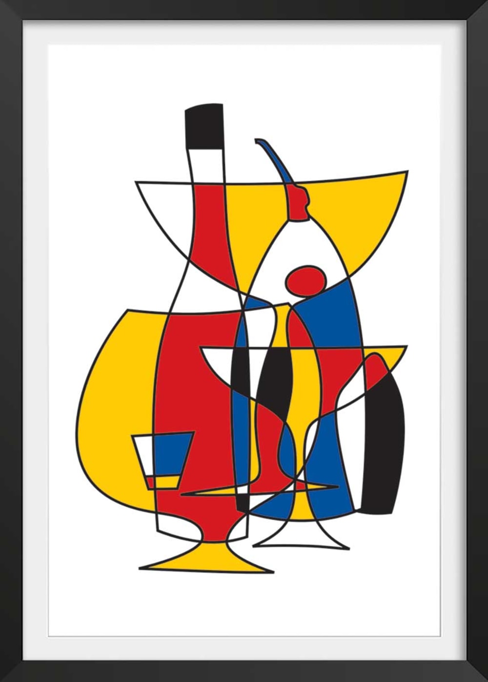 Poster l'aperitivo con gli amici con marco negro 40x60cm - Modello Contemporaneo - Multicolore - LEGNO