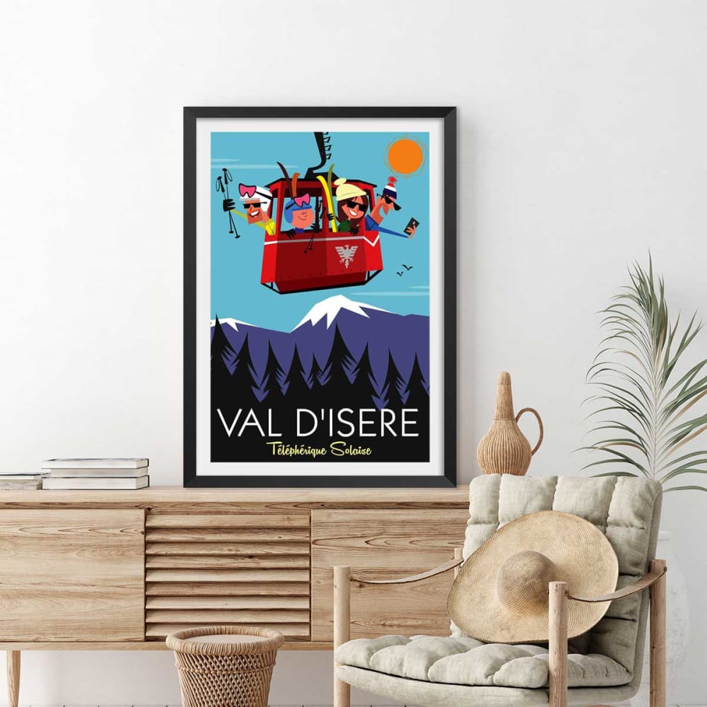 Poster sciare in val d'isère con marco negro 40x60cm - Hexoa