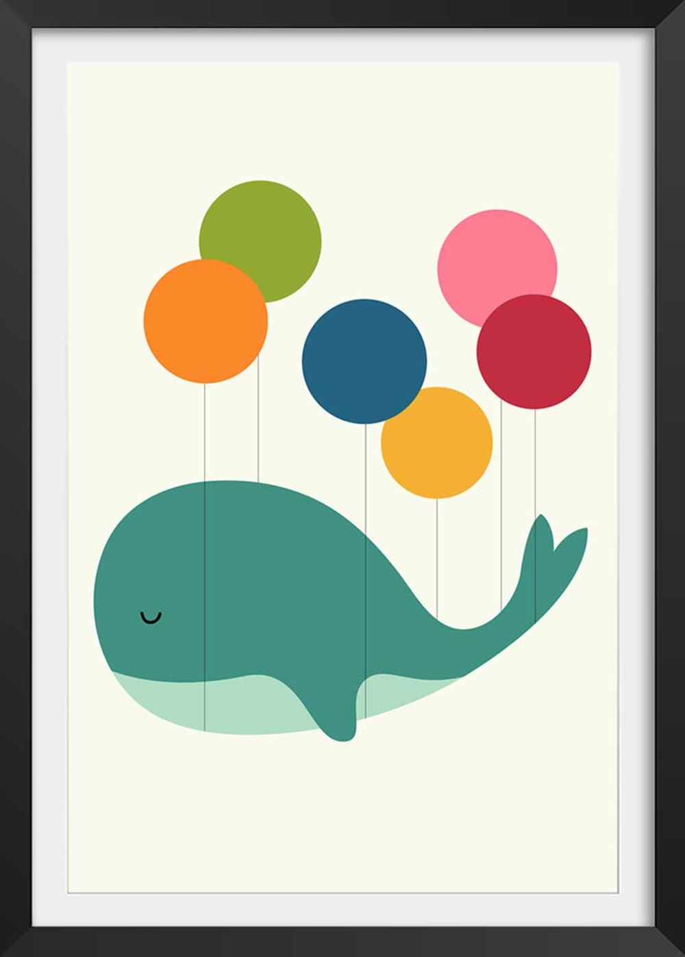 Póster de globo de ballena con marco negro 40x60cm