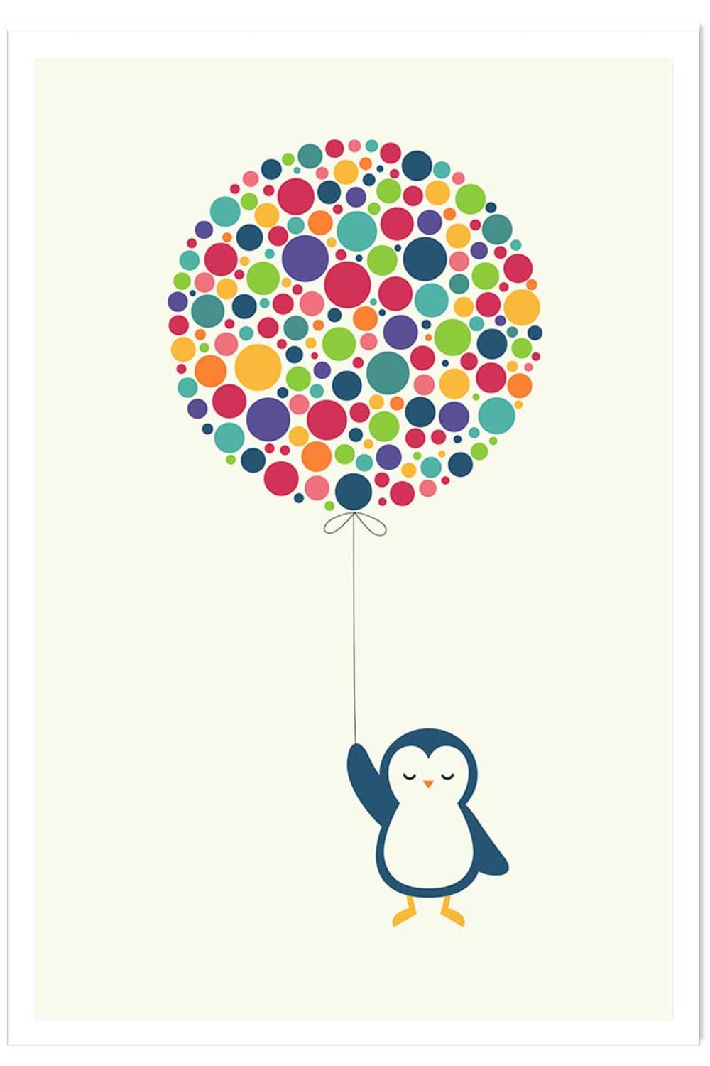 Poster di pinguino a palloncino sin marco 30x45cm - Multicolore - Carta