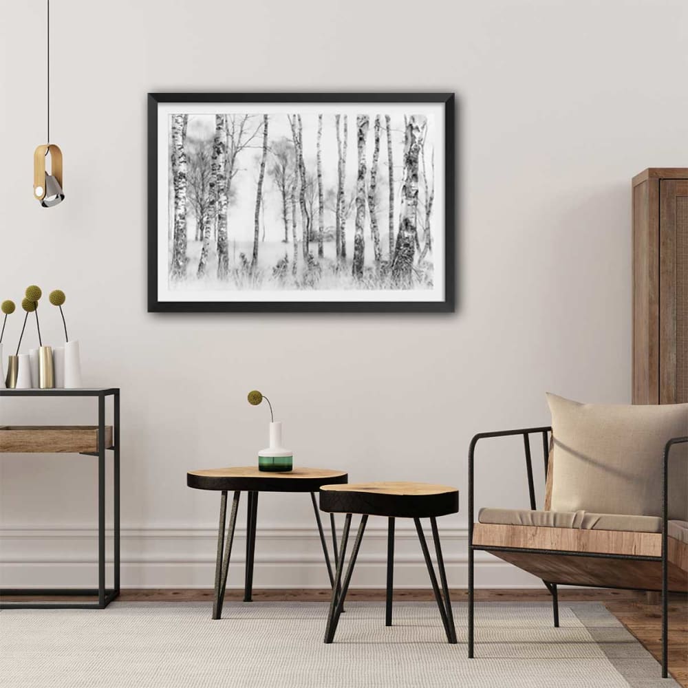 Póster paisaje abedules con marco negro 60x40cm - Maisons du Monde