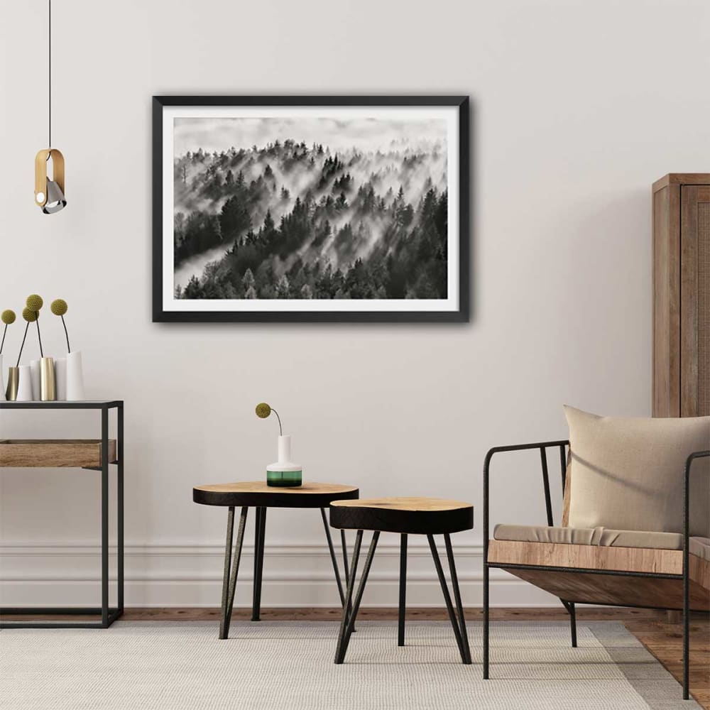 Póster paisaje rayos de luz con marco negro 60x40cm - Maisons du Monde