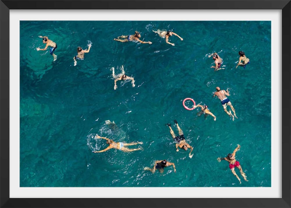 Hexoa Poster Alle ins Wasser! 60x40cm Blau Holz