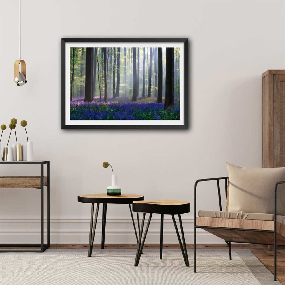 Póster naturaleza jacintos y sotobosque con marco negro 60x40cm - Maisons du Monde