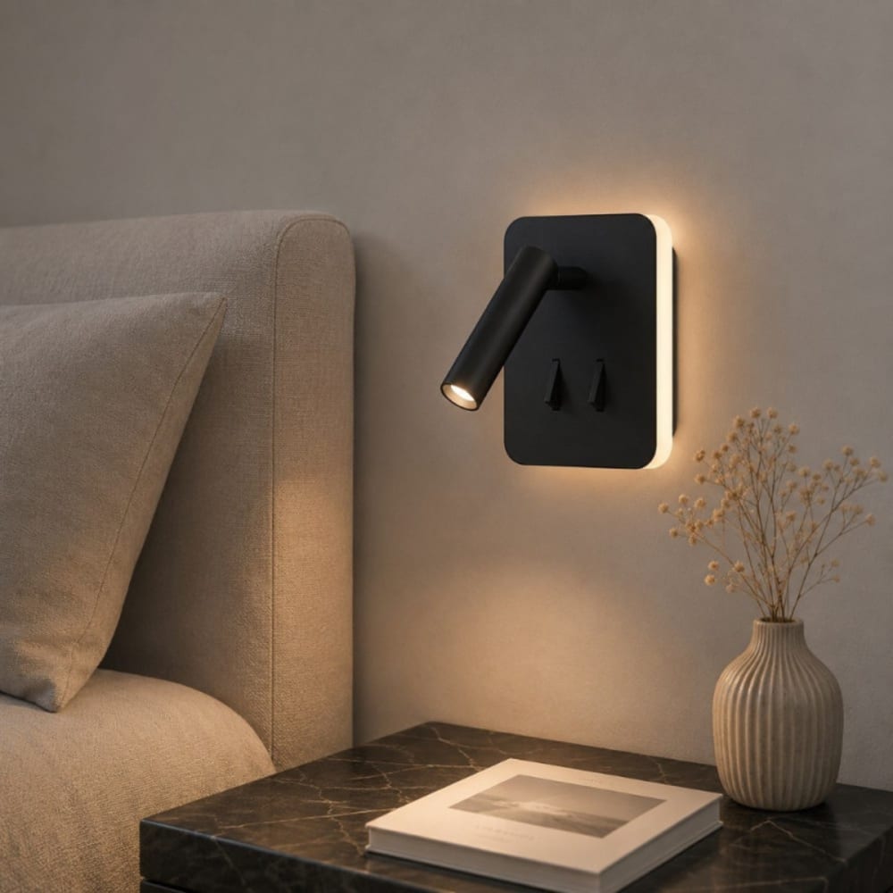 Applique led tête de lit carré noir - Maisons du Monde