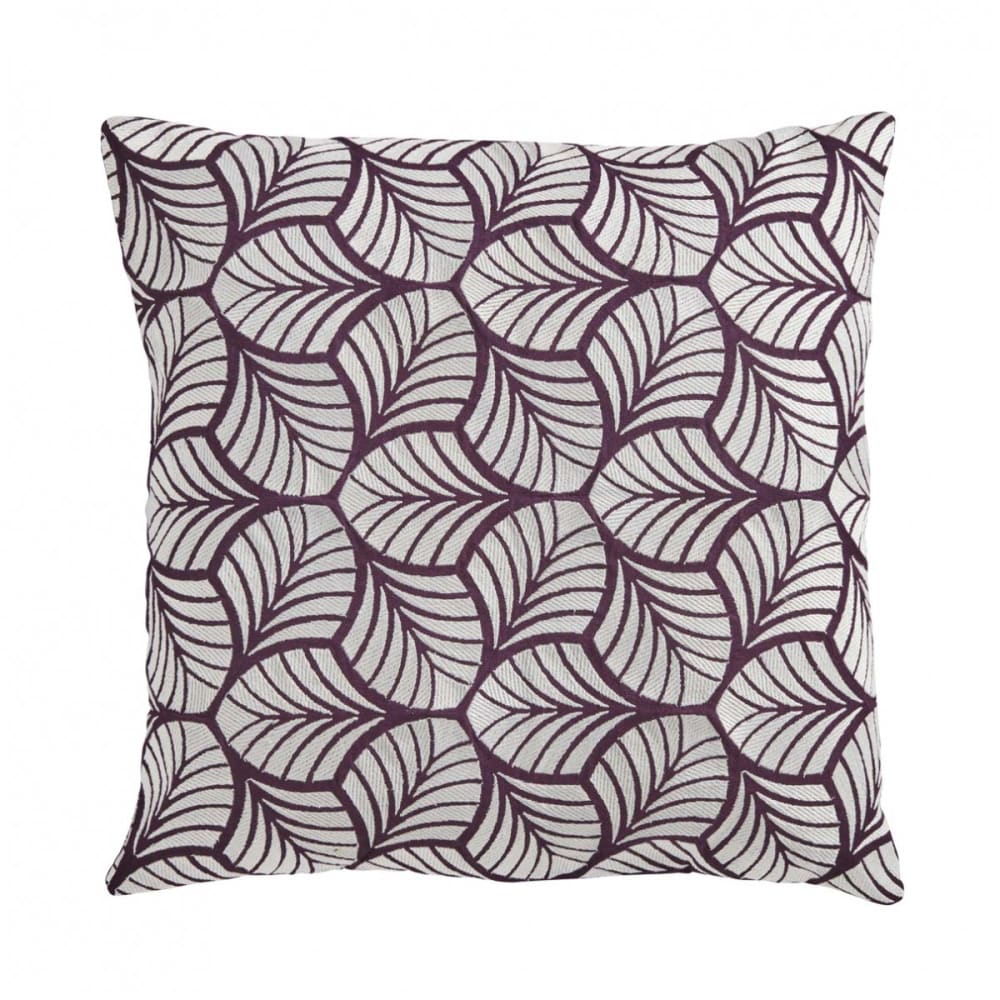Housse de coussin en coton blanc et violet 50x50