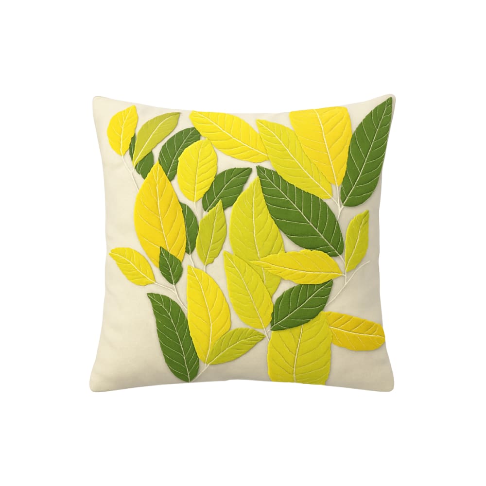 Housse de coussin en coton jaune et vert 50x50