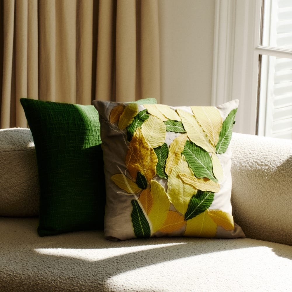 Housse de coussin en coton jaune et vert 50x50 — vue 3