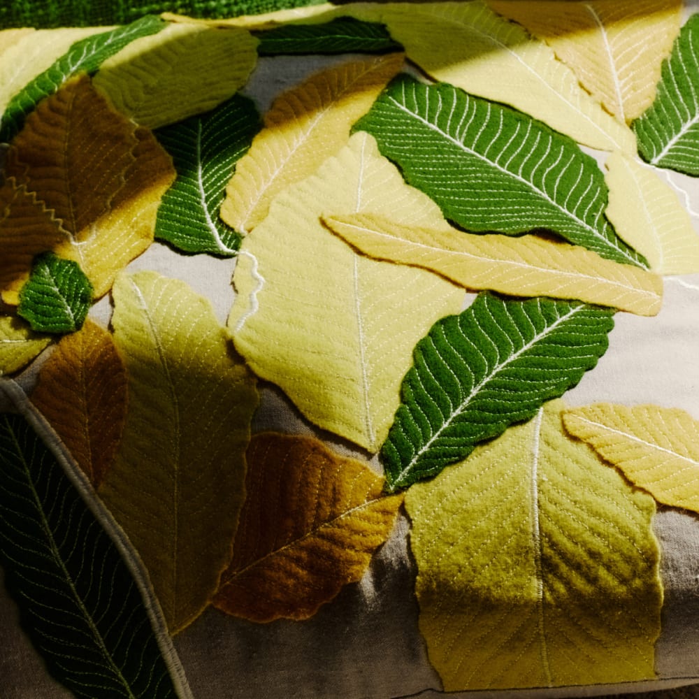 Housse de coussin en coton jaune et vert 50x50 — vue 4