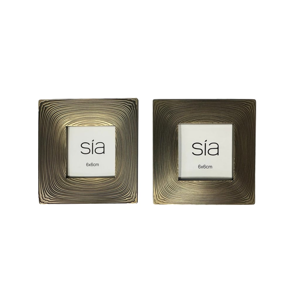 Set de 2 cadres photo en alliage de zinc beige 6x6