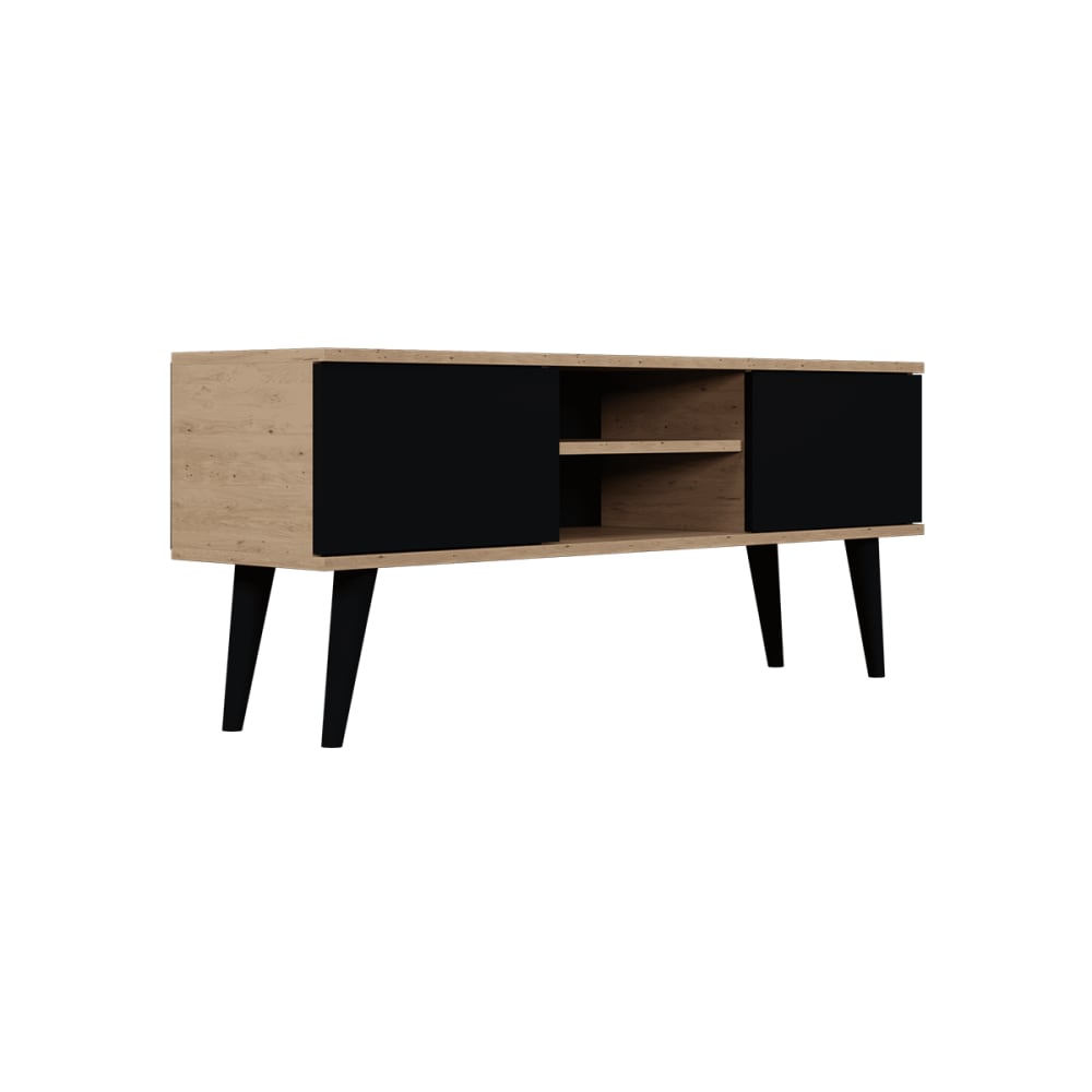 Meuble tv 120 cm panneaux noir