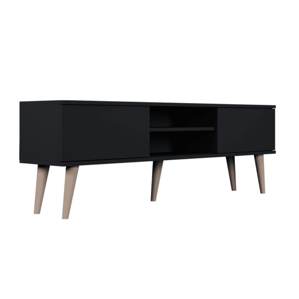 Meuble tv 160 cm panneaux noir