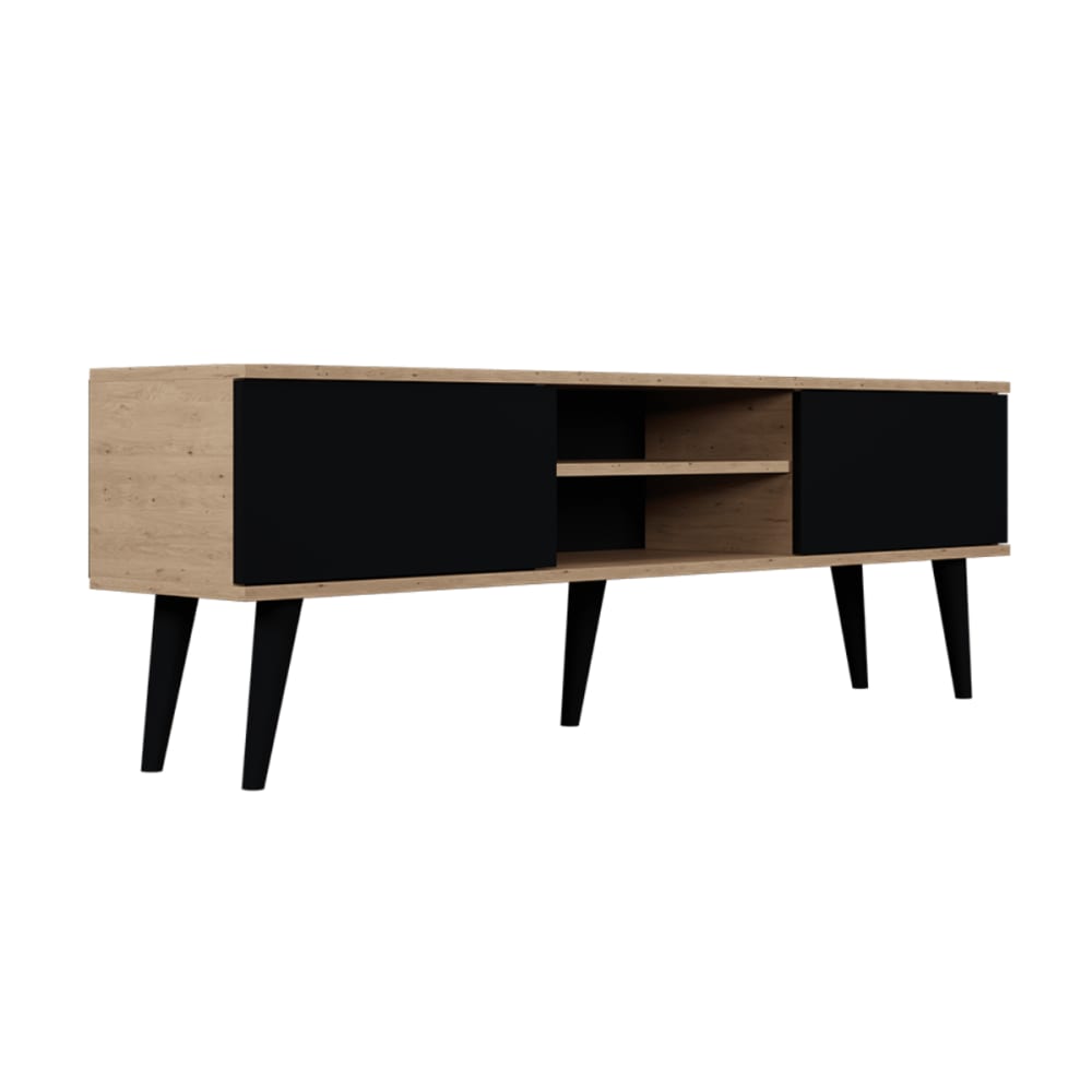 Meuble tv 160 cm panneaux noir