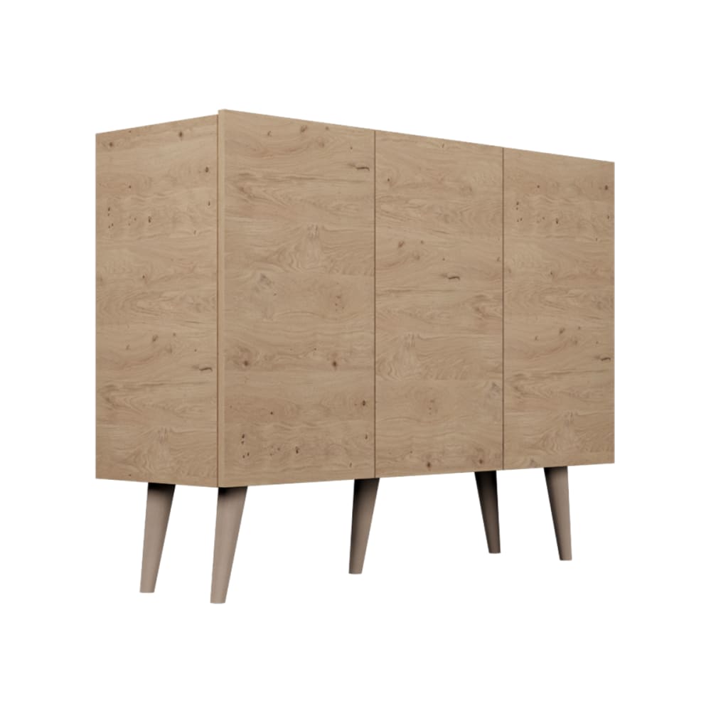 Petits meubles Kommode 3 Türen Platten Braun Spanplatte