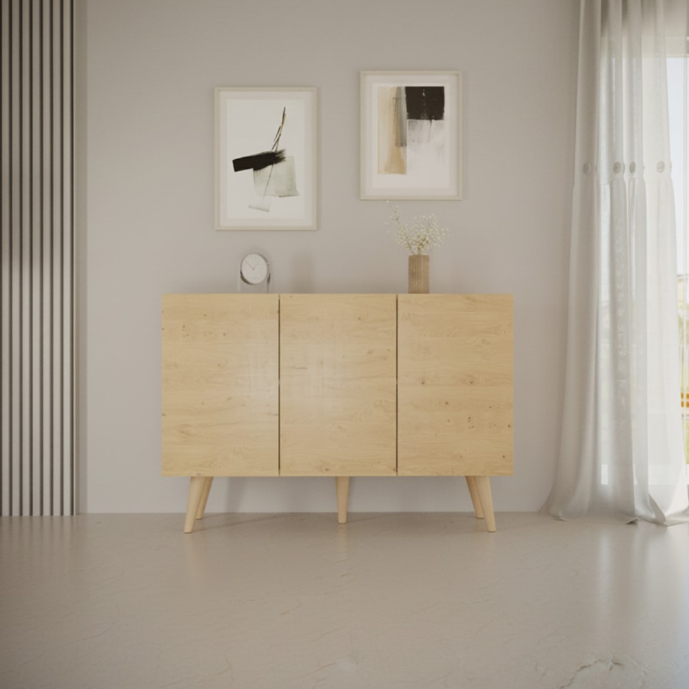 Buffet 3 portes panneaux marron - Maisons du Monde