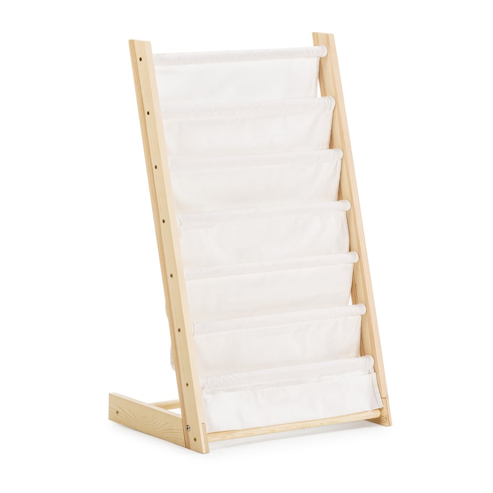 HOMN Porte-revues en tissu et bois à 6 sections Beige
