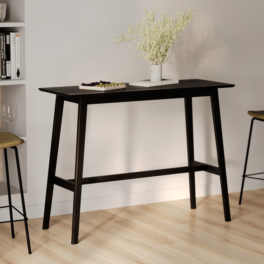 Mesa de bar rectangular para 4 personas en madera negra 120 cm - Maisons du Monde