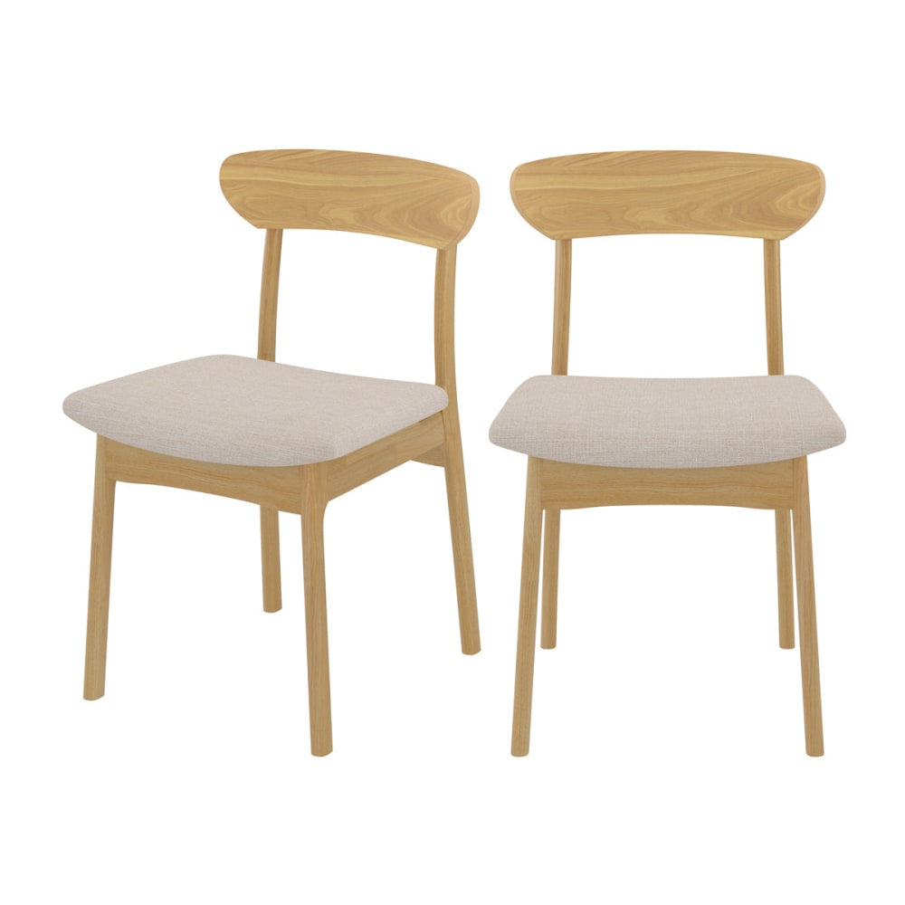 Set de 2 sillas en tela beige y madera clara