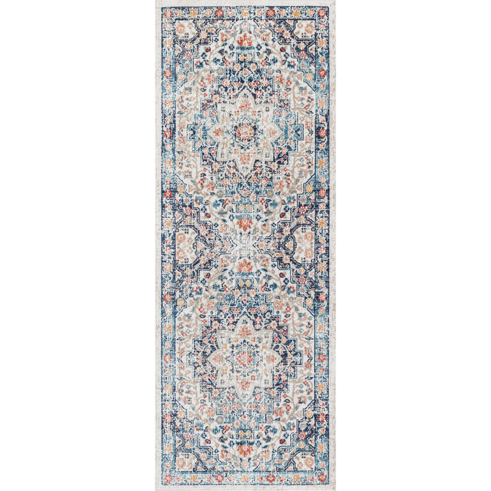 Tapis de Couloir Vintage Oriental Bleu Foncé/Beige 80x220