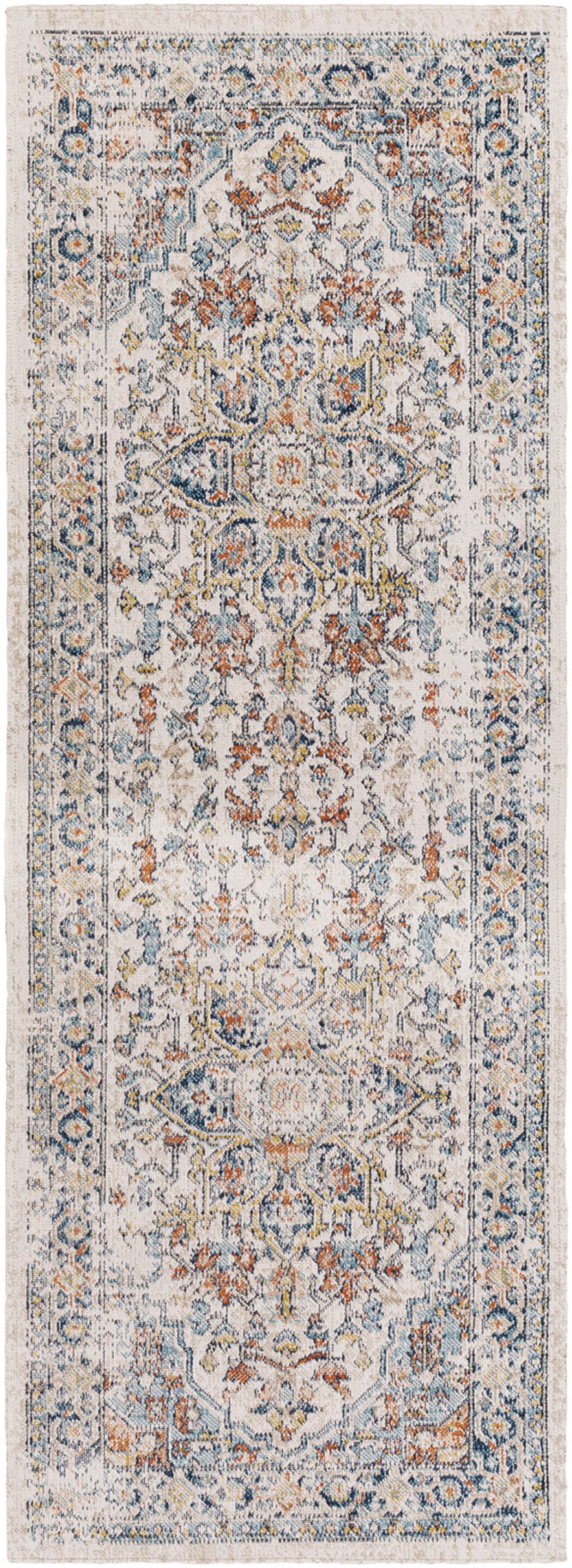 Tapis de Couloir Vintage Oriental Bleu Foncé/Beige 80x220