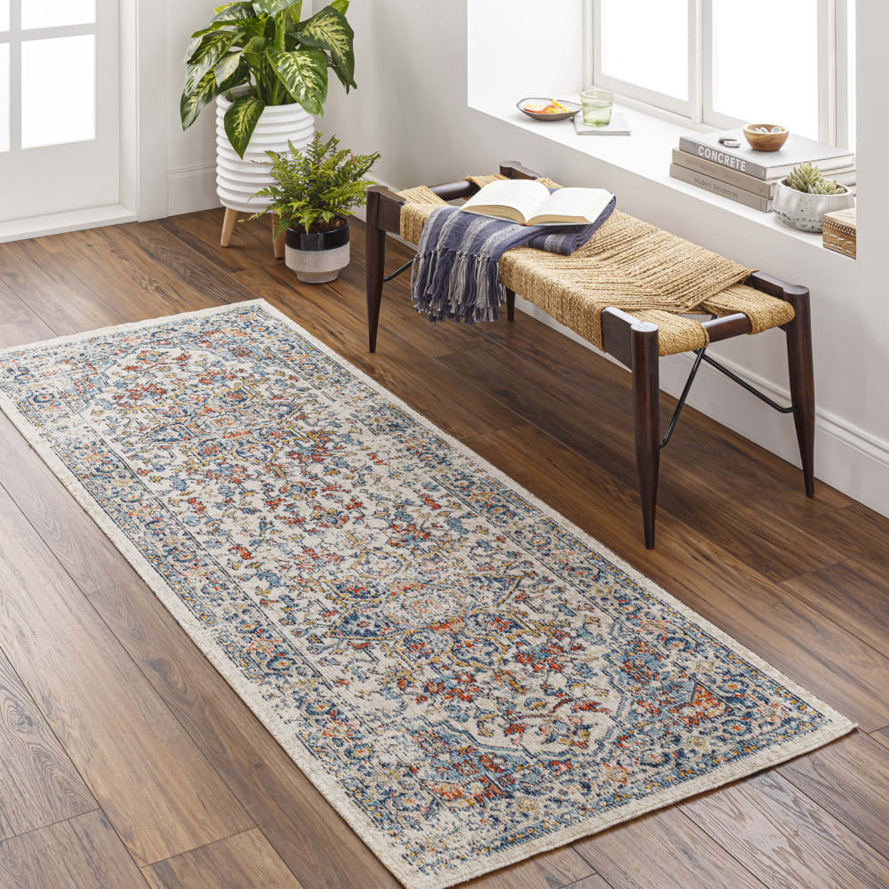 Tappeto per corridoio vintage orientale blu scuro/beige 80x220 - Modello Vintage - Blu - Öko-Tex Zertifikat - PES - Poliestere