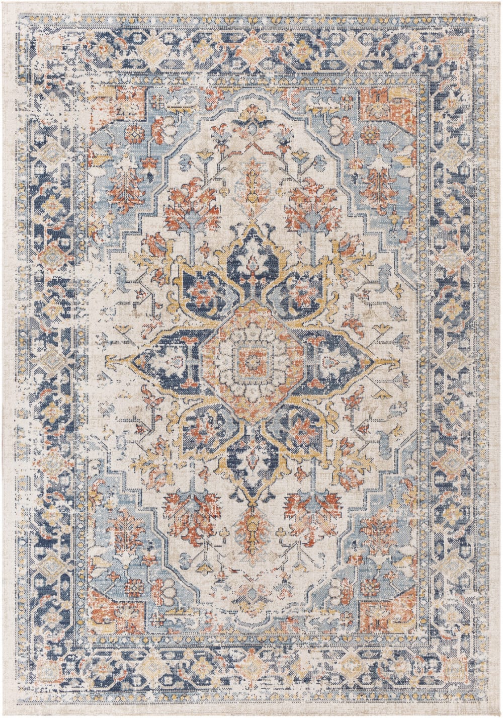 Tappeto vintage orientale blu scuro/beige 120x170 - Livabliss