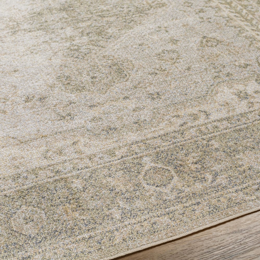 Tapis vintage lavable en machine vert/brun 160x213 — vue 4