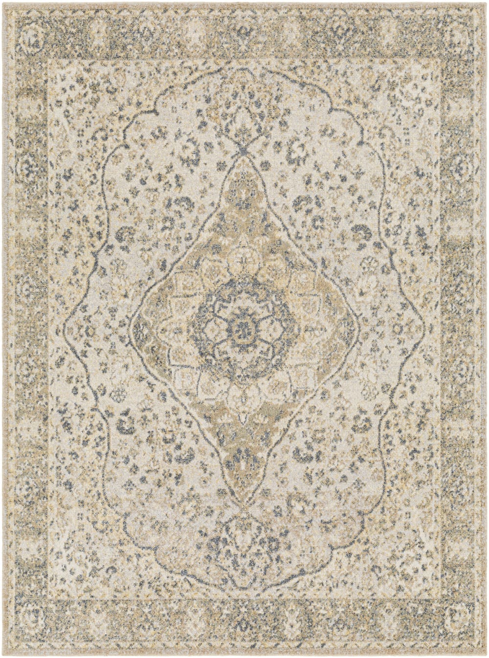 Tapis Vintage Lavable en Machine Jaune/Ivoire 160x213