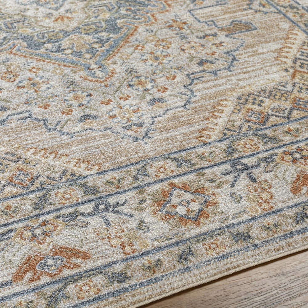 Tapis vintage lavable en machine beige/bleu 160x213 — vue 4
