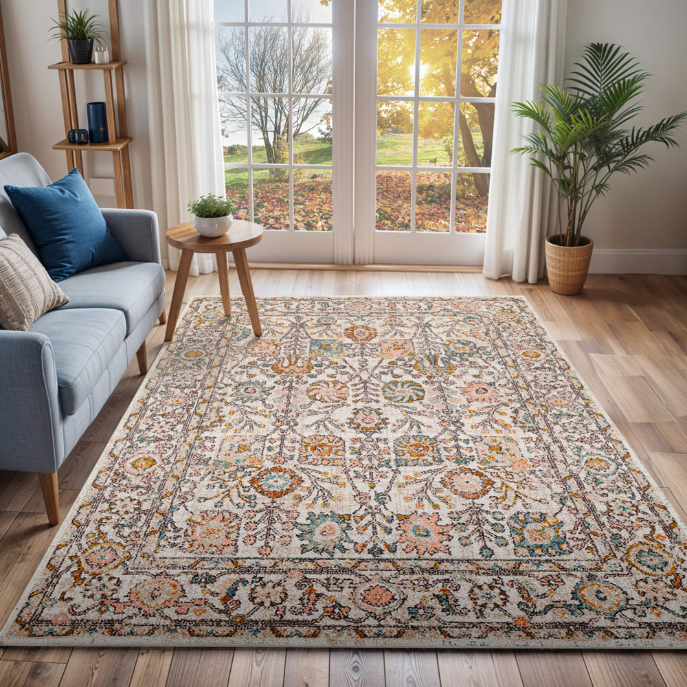 Tapis vintage oriental rose/blanc 160x213 — vue 3