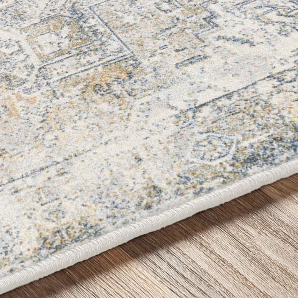 Tapis vintage lavable en machine gris/bleu 160x213 — vue 4