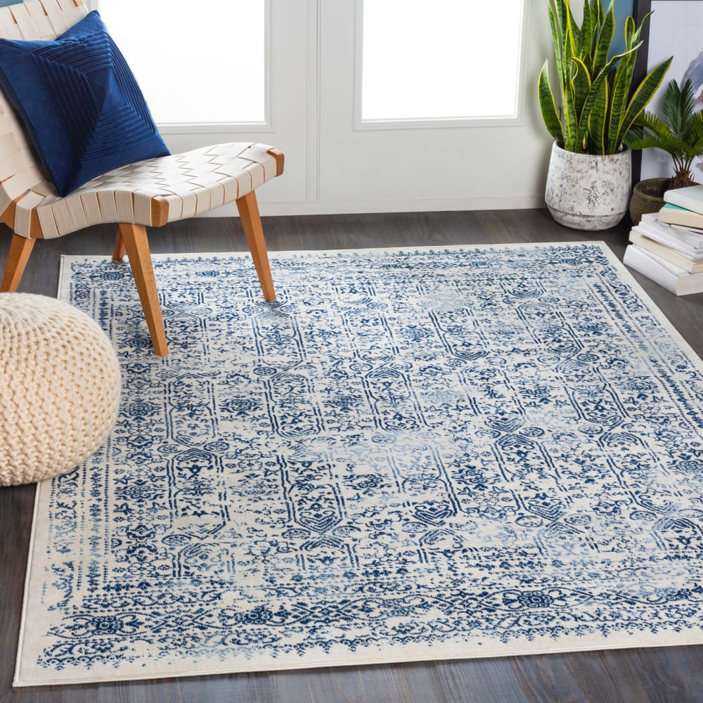 Tapis vintage oriental bleu/blanc 160x215 — vue 3