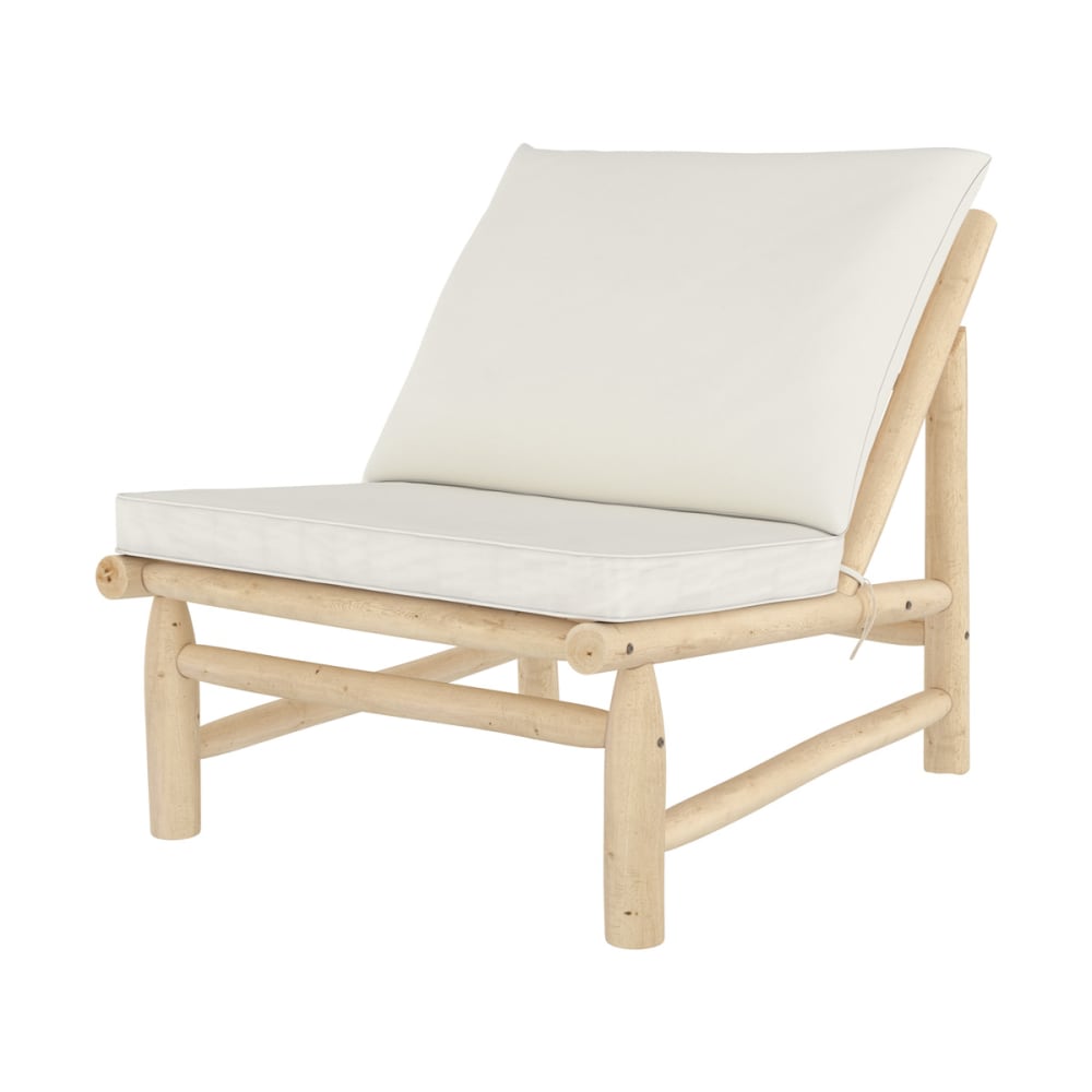 Fauteuil de jardin en teck et coussins blanc cassé
