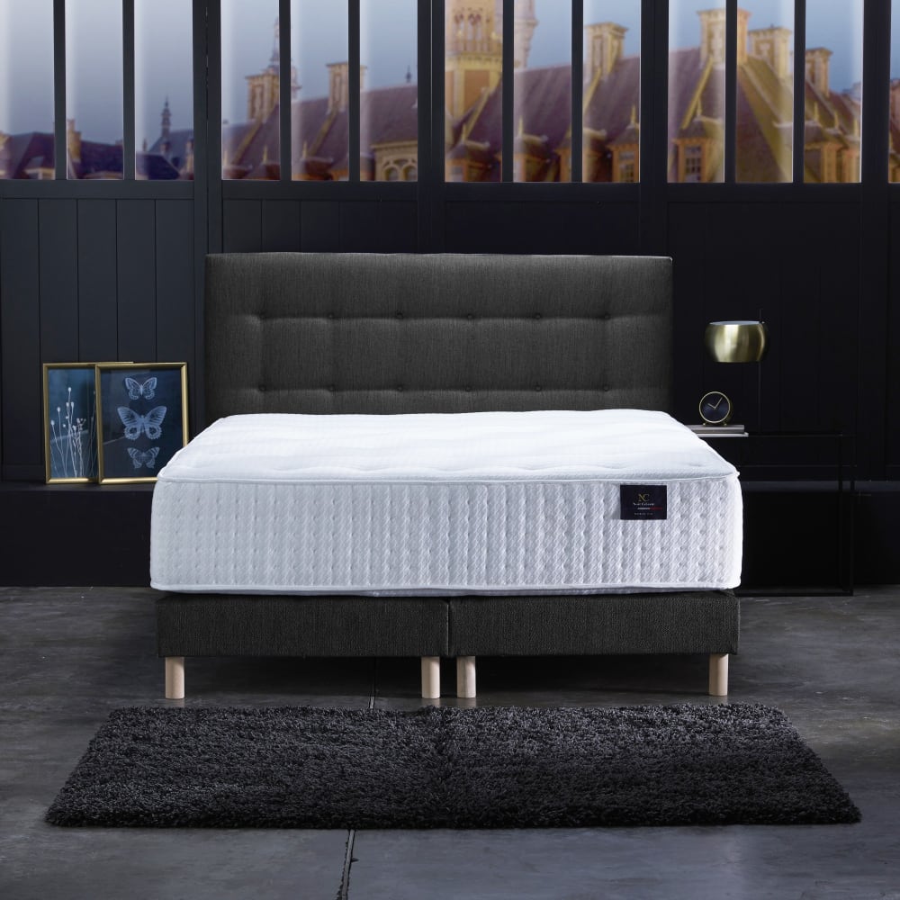 Ensemble tête de lit matelas mémoire forme latex et sommier 160x200
